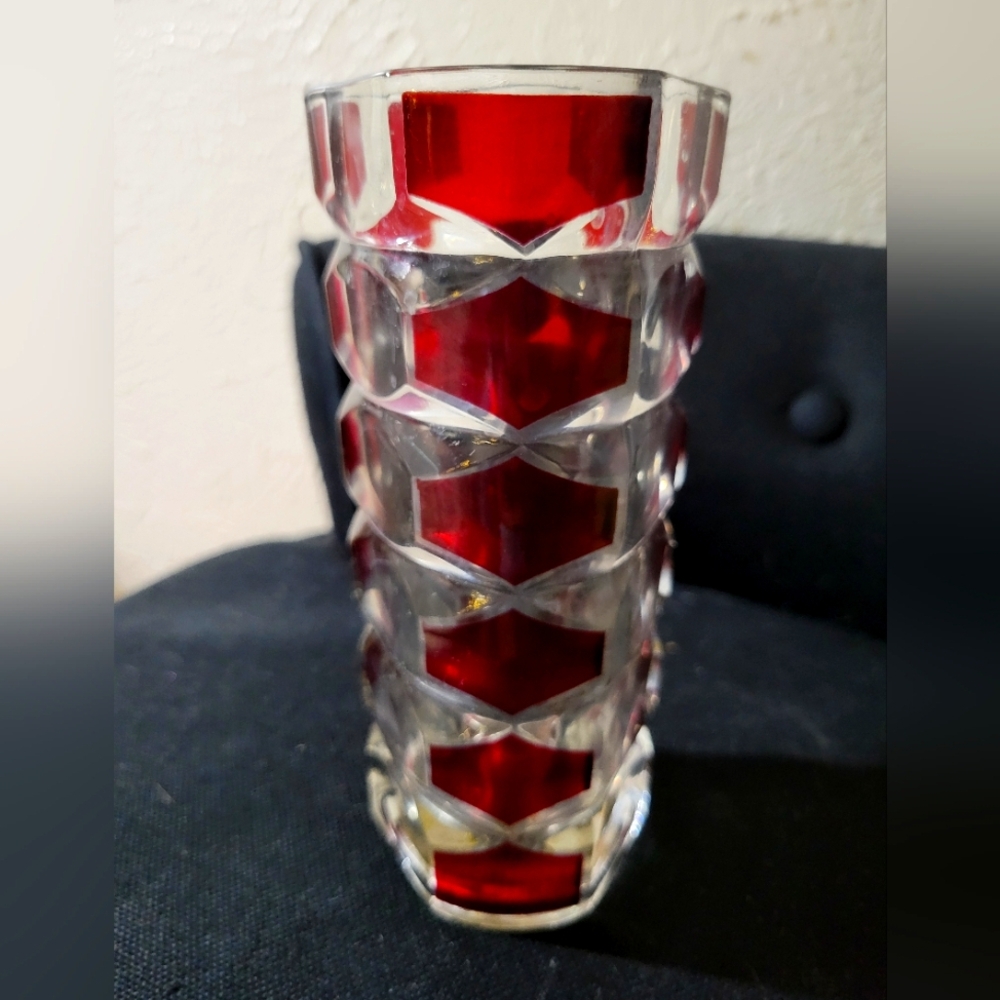 French Vintage Art Deco Period Cut Glass Vase -Cubist c.1940's